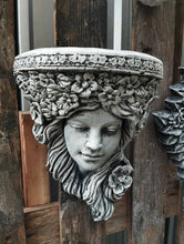 Load image into Gallery viewer, Art Nouveau Lady wall planter holder plaque Garden ornament concrete statue