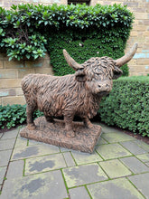 Load image into Gallery viewer, Large Highland Cow Solid Concrete Garden Statue Ornament