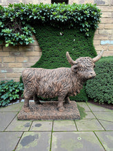 Load image into Gallery viewer, Large Highland Cow Solid Concrete Garden Statue Ornament