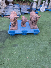 Load image into Gallery viewer, Highland Cow Family Terracotta Solid Concrete Garden Statue Ornament Set of 3