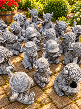 Load image into Gallery viewer, Gangster Highland Cow Garden Statue Solid Stone 30cm Antique Grey Patina