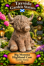 Load image into Gallery viewer, Big Momma Highland Cow Garden Statue Solid Stone 45cm (Copy)