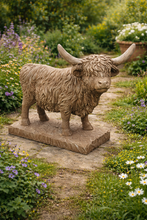 Load image into Gallery viewer, Large Highland Cow (Brown version) Solid Concrete Garden Statue Ornament