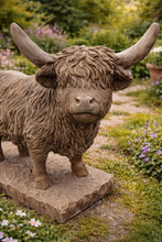 Load image into Gallery viewer, Large Highland Cow (Brown version) Solid Concrete Garden Statue Ornament