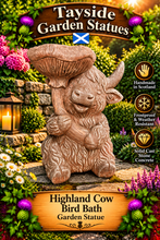 Load image into Gallery viewer, Bird Bath Highland Cow Garden Statue Solid Stone 40cm