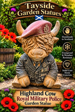 Load image into Gallery viewer, RMP Military Police Highland Cow Garden Statue Solid Stone 30cm