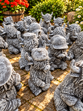 Load image into Gallery viewer, Gangster Highland Cow Garden Statue Solid Stone 30cm Antique Grey Patina
