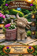 Load image into Gallery viewer, Planter Highland Cow Garden Statue Solid Stone 35cm