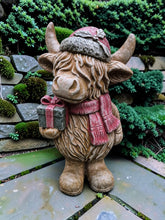Load image into Gallery viewer, Gift Highland Cow Garden Statue Solid Stone 45cm