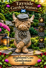 Load image into Gallery viewer, Farmer Highland Cow Garden Statue Solid Stone 30cm