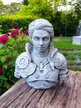 Load image into Gallery viewer, Garden Statue Warrior Lady Concrete ornament 30 cm tall stone decor
