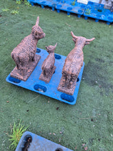 Load image into Gallery viewer, Highland Cow Family Terracotta Solid Concrete Garden Statue Ornament Set of 3
