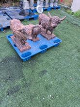 Load image into Gallery viewer, Highland Cow Family Terracotta Solid Concrete Garden Statue Ornament Set of 3
