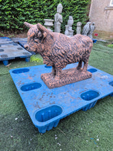 Load image into Gallery viewer, Large Highland Bull  Terracotta Solid Concrete Garden Statue Ornament
