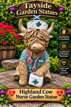 Load image into Gallery viewer, Nurse Highland Cow Garden Statue Solid Stone 30cm
