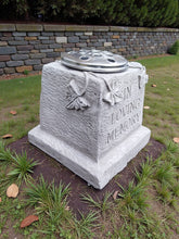 Load image into Gallery viewer, Stone Memorial Grave Vase In Loving Memory Antique Grey Flower Pot Ornament Gift White
