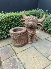 Load image into Gallery viewer, Highland Cow Planter – Solid Concrete Garden Ornament (40cm x 30cm)
