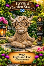 Load image into Gallery viewer, Yoga Highland Cow Garden Statue Solid Stone 30cm
