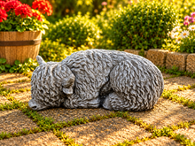 Load image into Gallery viewer, Small Head Highland Cow Garden Statue Solid Stone 30cm Antique Grey Patina
