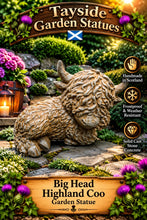 Load image into Gallery viewer, Big Head Highland Cow Garden Statue Solid Stone 30cm
